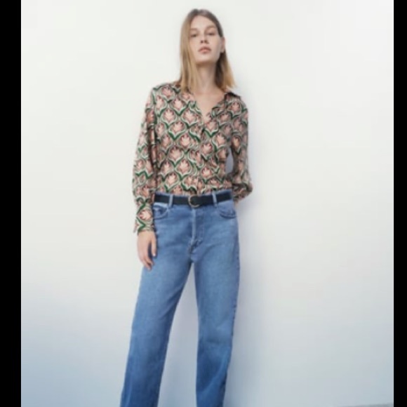 Zara pink and green button up - Picture 2 of 3